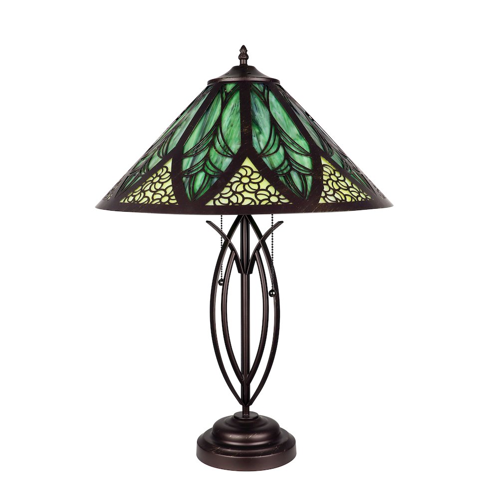Retro-Style Stained Glass 2-Light Table Lamp 18'' Shade - CHLOE Lighting