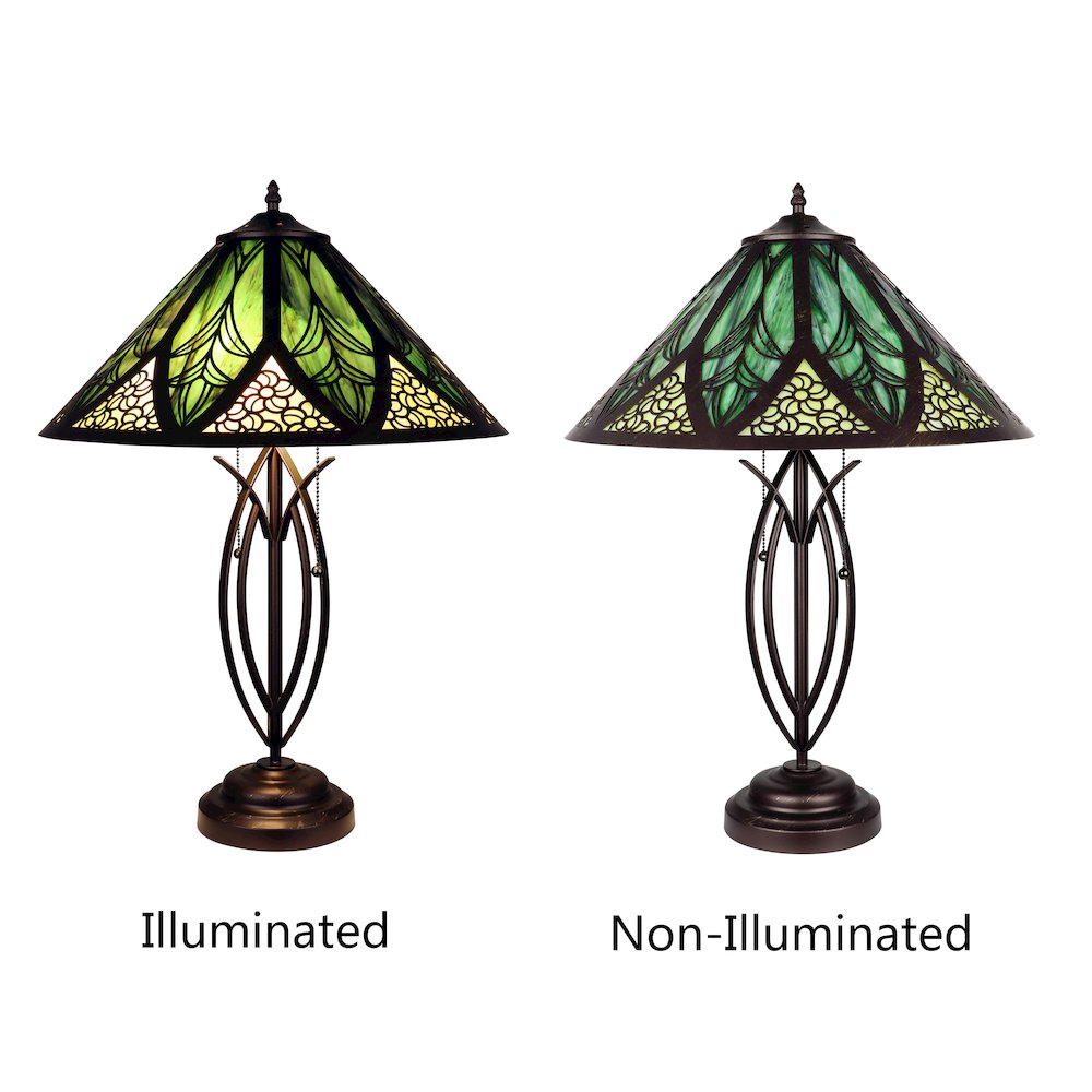 Retro-Style Stained Glass 2-Light Table Lamp 18'' Shade - CHLOE Lighting