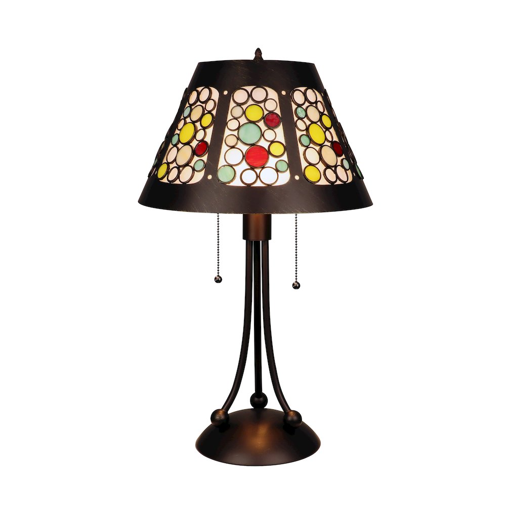 Retro-Style Stained Glass 2-Light Table Lamp 18'' Shade - CHLOE Lighting