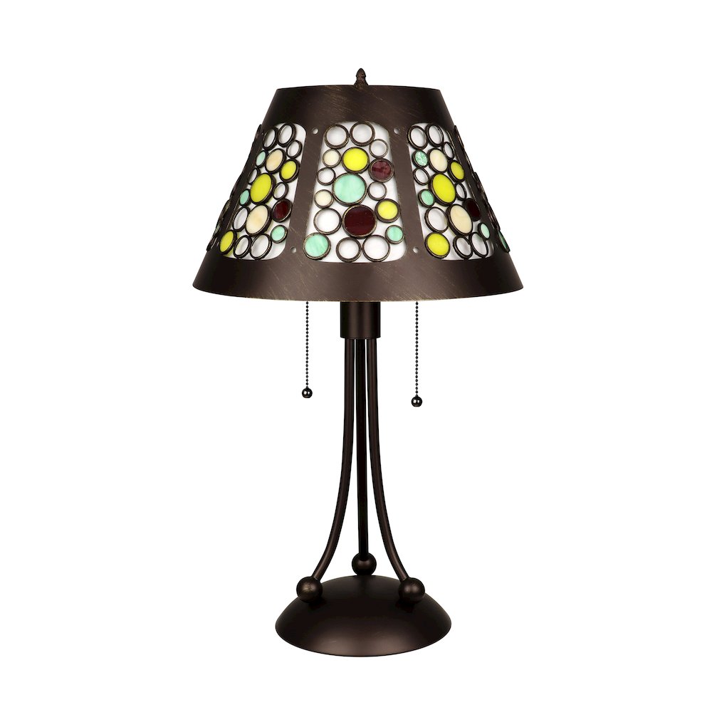 Retro-Style Stained Glass 2-Light Table Lamp 18'' Shade - CHLOE Lighting
