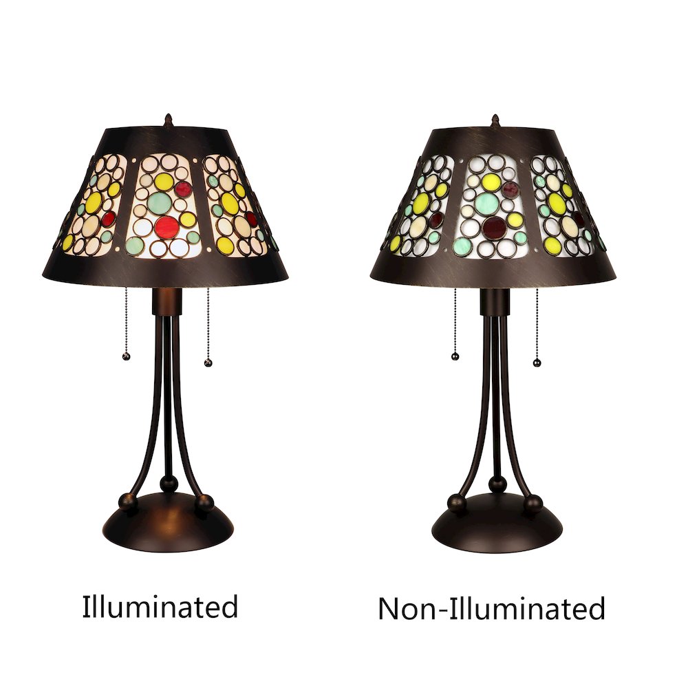 Retro-Style Stained Glass 2-Light Table Lamp 18'' Shade - CHLOE Lighting