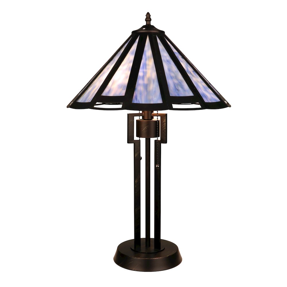 Retro-Style Stained Glass 2-Light Table Lamp 18'' Shade - CHLOE Lighting