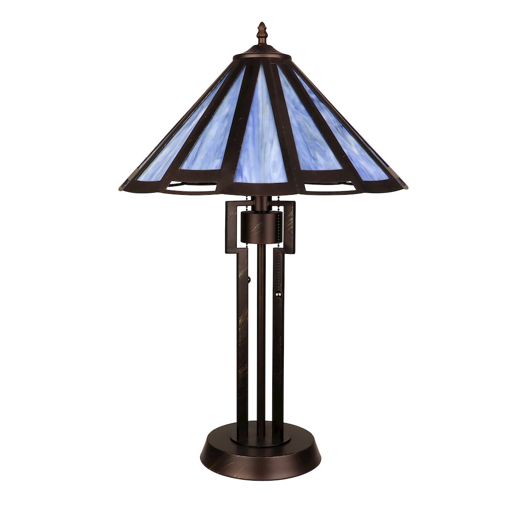 Retro-Style Stained Glass 2-Light Table Lamp 18'' Shade - CHLOE Lighting