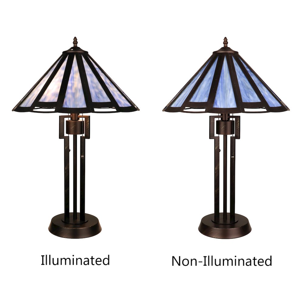 Retro-Style Stained Glass 2-Light Table Lamp 18'' Shade - CHLOE Lighting
