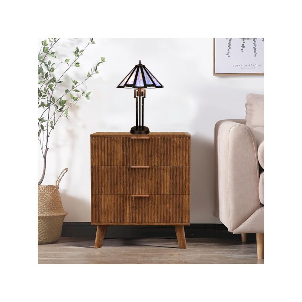 Retro-Style Stained Glass 2-Light Table Lamp 18'' Shade - CHLOE Lighting