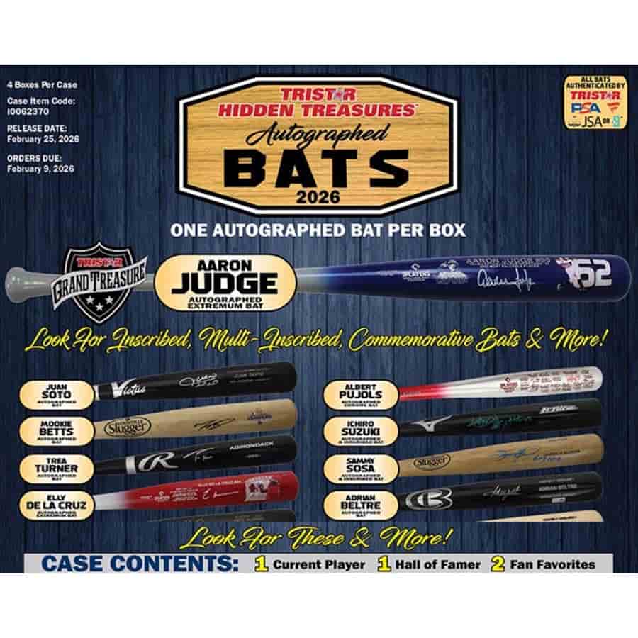 Tri-Star Productions Inc -  Hidden Treasures - 2026 Tristar Hidden Treasures Autographed Bats Pre-Order