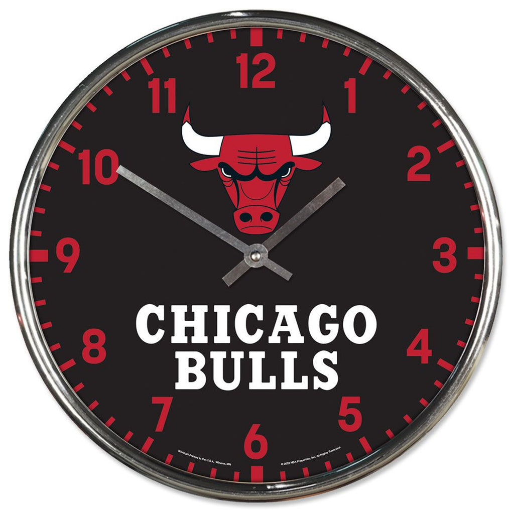 Chicago Bulls Clock Round Wall Style Chrome - Wincraft