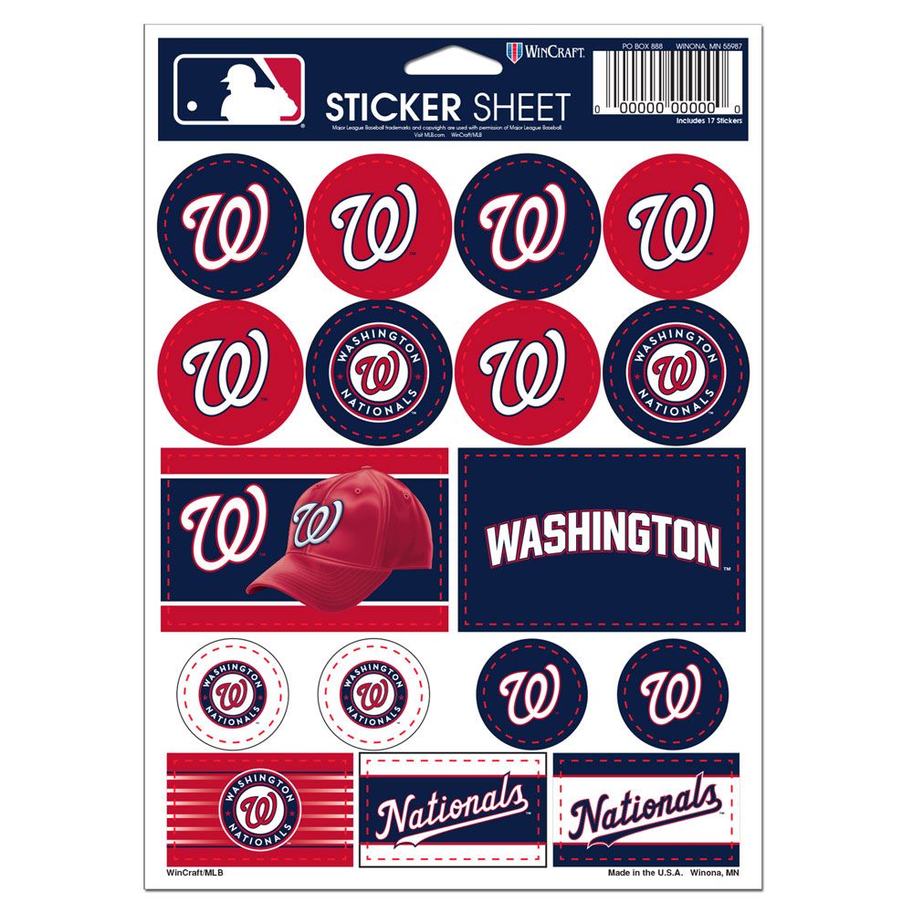 Washington Nationals Decal Sheet 5x7 Vinyl - WinCraft