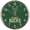 Milwaukee Bucks Clock Round Wall Style Chrome - Wincraft