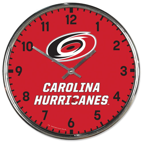 Carolina Hurricanes Clock Round Wall Style Chrome Periodic Restock - WinCraft