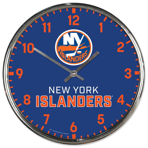 New York Islanders Clock Round Wall Style Chrome Periodic Restock - WinCraft