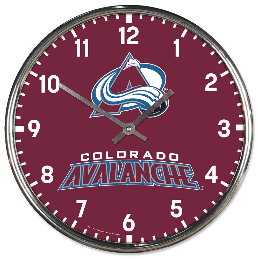 Colorado Avalanche Clock Round Wall Style Chrome Periodic Restock - WinCraft