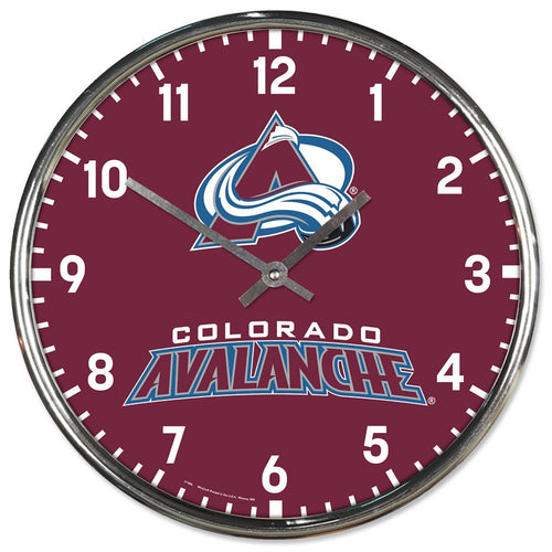 Colorado Avalanche Clock Round Wall Style Chrome Periodic Restock - WinCraft