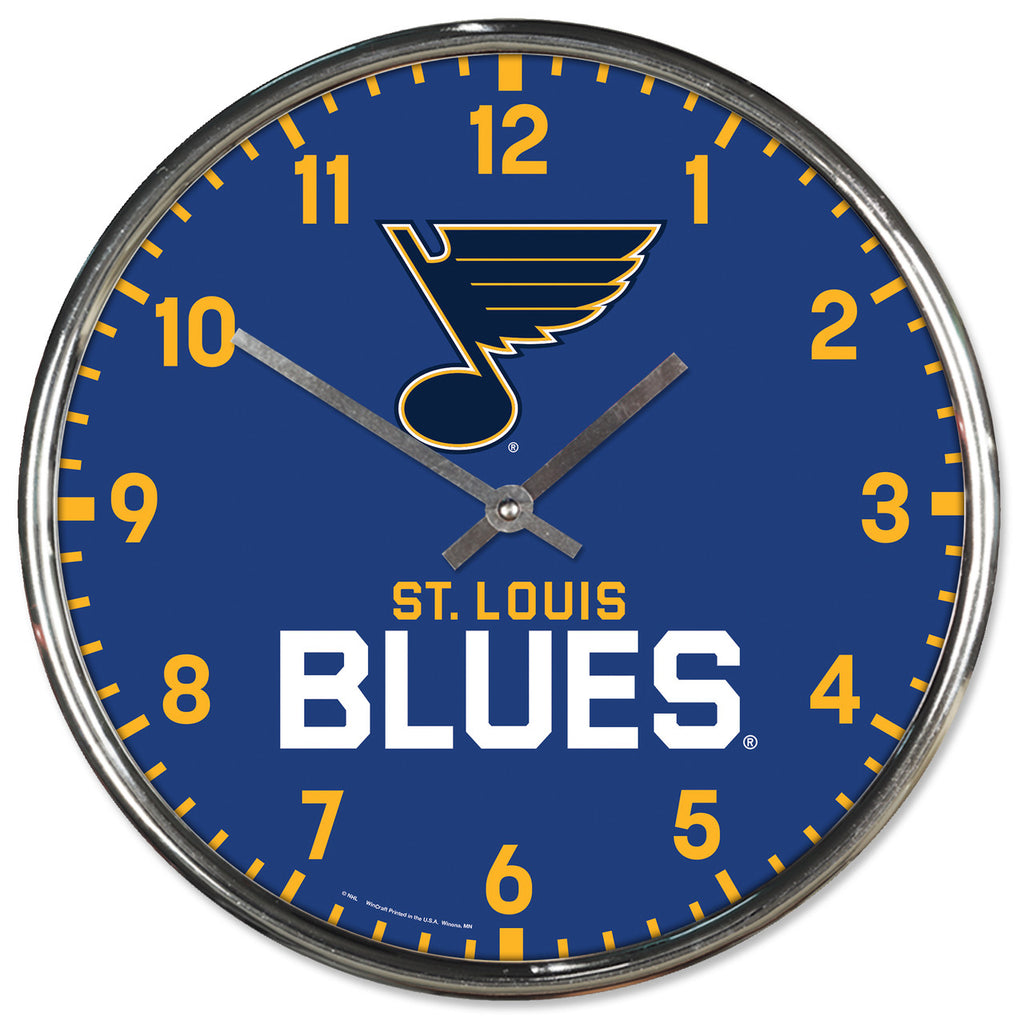 St. Louis Blues Clock Round Wall Style Chrome - Wincraft