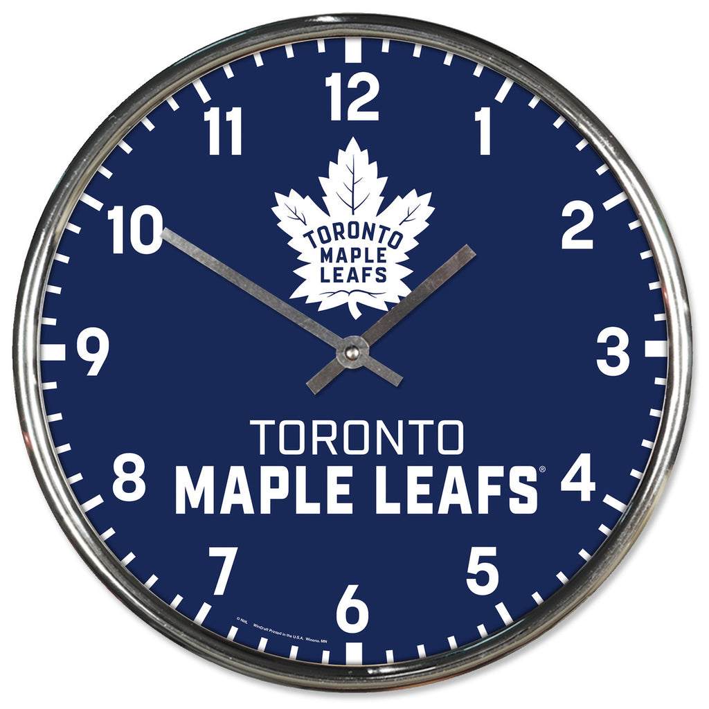 Toronto Maple Leafs Clock Round Wall Style Chrome - Wincraft