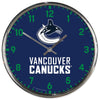 Vancouver Canucks Clock Round Wall Style Chrome Periodic Restock - WinCraft
