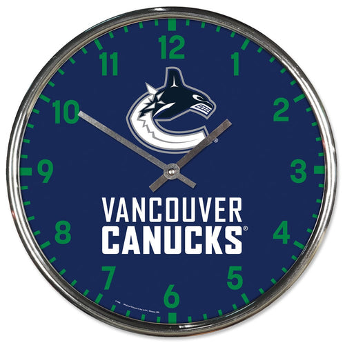 Vancouver Canucks Clock Round Wall Style Chrome Periodic Restock - WinCraft