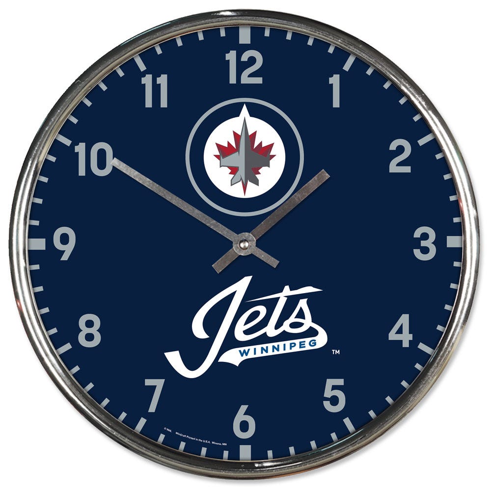 Winnipeg Jets Clock Round Wall Style Chrome Periodic Restock - WinCraft