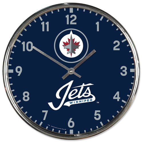 Winnipeg Jets Clock Round Wall Style Chrome Periodic Restock - WinCraft