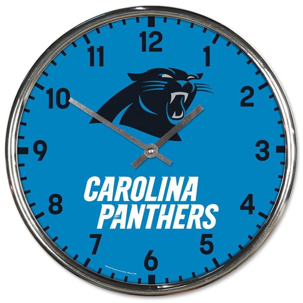 Carolina Panthers Round Chrome Wall Clock - Wincraft