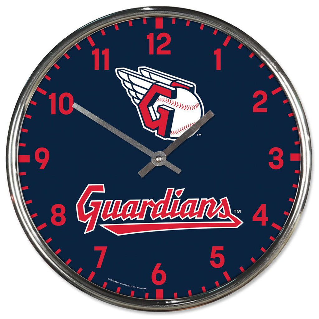 Cleveland Guardians Clock Round Wall Style Chrome - 8