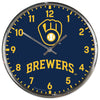 Milwaukee Brewers Clock Round Wall Style Chrome - Wincraft