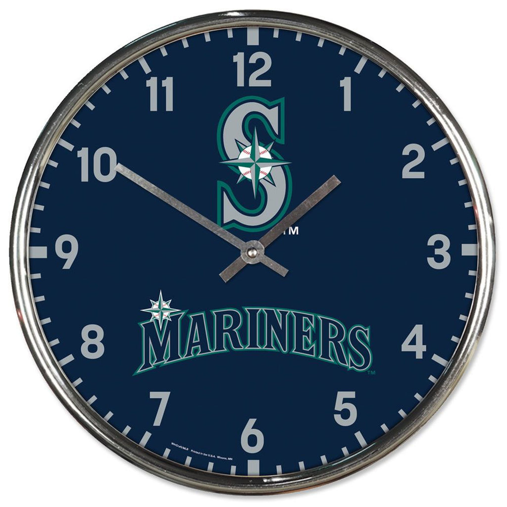 Seattle Mariners Clock Round Wall Style Chrome - Wincraft