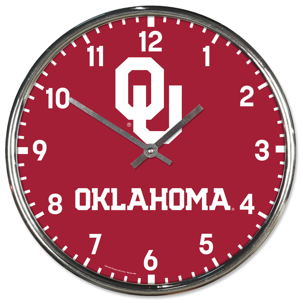 Oklahoma Sooners Round Chrome Wall Clock - Wincraft
