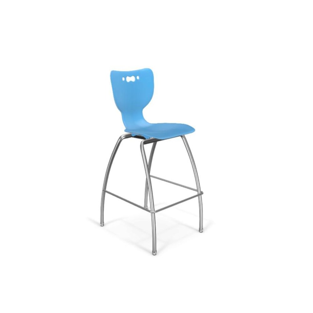 Hierarchy Stool - 4-Leg Stool (30  inch) - Blue- No Arms- Chrome Base - Moore