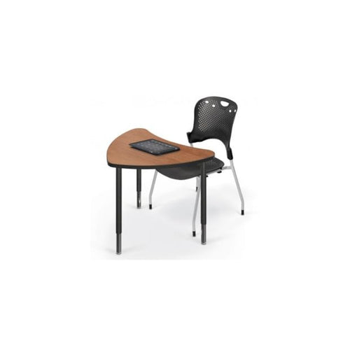 Student Desk - Large Chevron - Amber Cherry Top Surface And Black Edgeband - Black Horseshoe Legs - No Bookbox - BALT