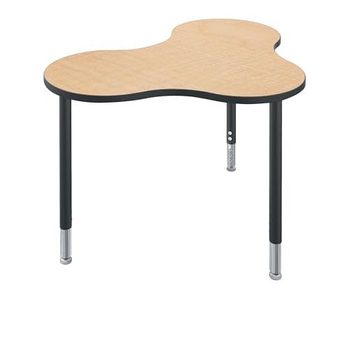Student Desk - Large Cloud - Fusion Maple Top Surface And Black Edgeband - Black Horseshoe Legs - No Bookbox - BALT