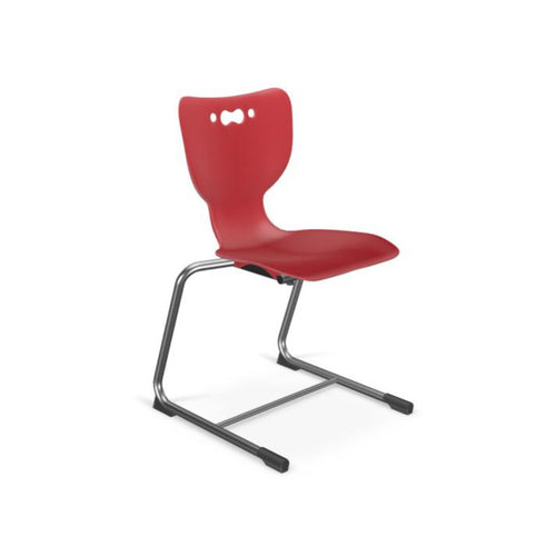 Hierarchy Cantilever School Chair,  14'' Height, Chrome Frame, Red Shell - Moore