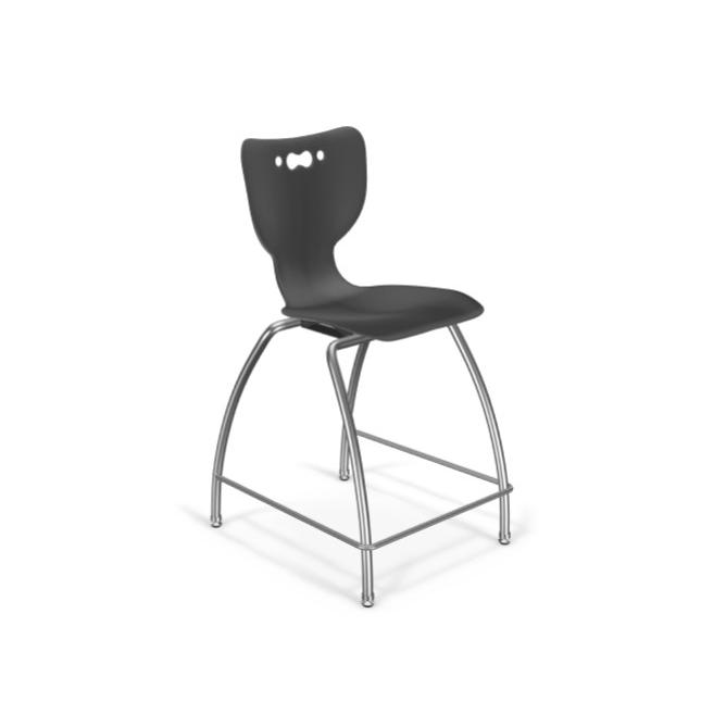 Hierarchy Stool - 4-Leg Stool (24 inch) - No Arms- Chrome Base - Black - Moore