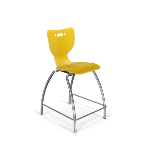 Hierarchy Stool - 4-Leg Stool (24 inch) - Yellow- No Arms- Chrome Base - - Moore