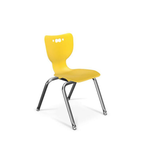 Hierarchy School Chair, 4-Leg, 14'' Height, Chrome Frame, Yellow Shell - Moore