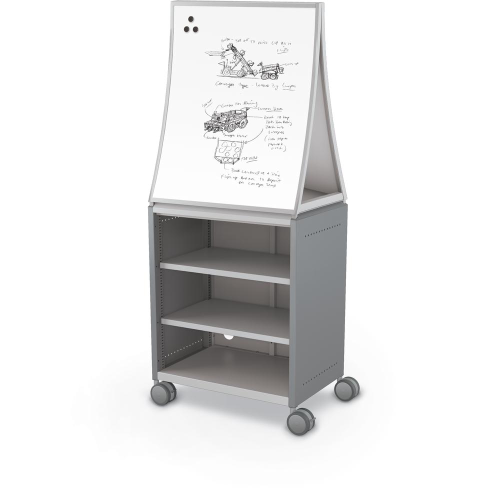 Compass Cabinet  - Midi H2 -Shelves / Casters / Ogee Board - Cool Grey - Moore