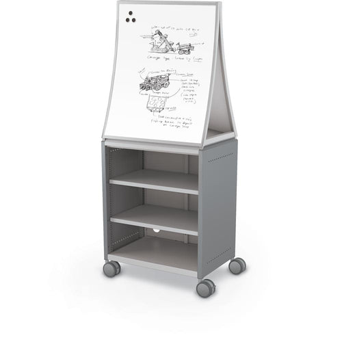 Compass Cabinet  - Midi H2 -Shelves / Casters / Ogee Board - Cool Grey - Moore
