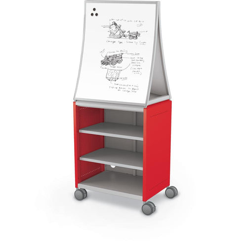 Compass Cabinet  - Midi H2 -Shelves / Casters / Ogee Board - Red - Moore