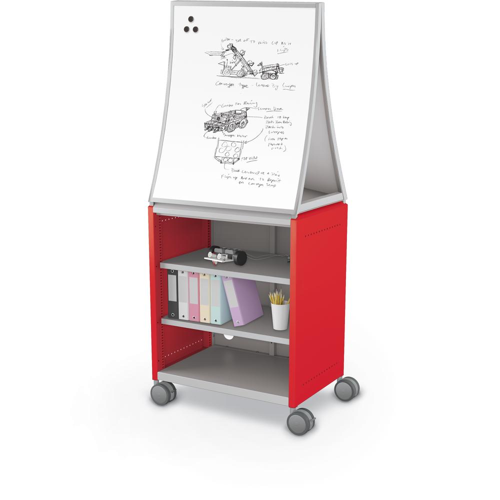 Compass Cabinet  - Midi H2 -Shelves / Casters / Ogee Board - Red - Moore