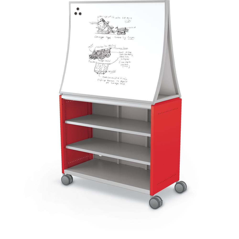 Compass Cabinet - Maxi H2 -Shelves / Casters / Ogee Board - Red - Moore