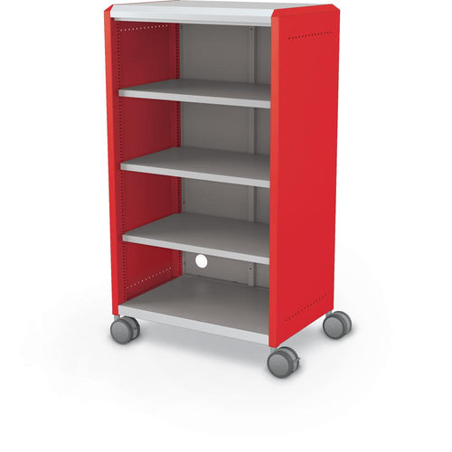 Compass Cabinet - Midi H3 -Shelves / Casters - Red - Moore