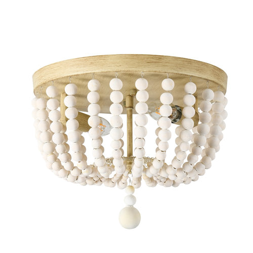 2 Light Vintage White Beaded Flush Mount - Dainolite