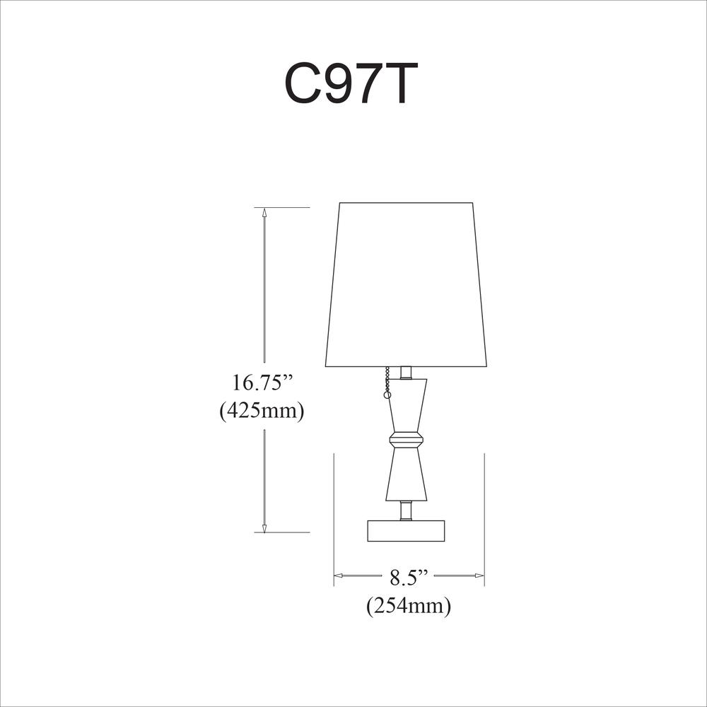 1LT Incandescent Crystal Lamp, Polished Chrome - Dainolite