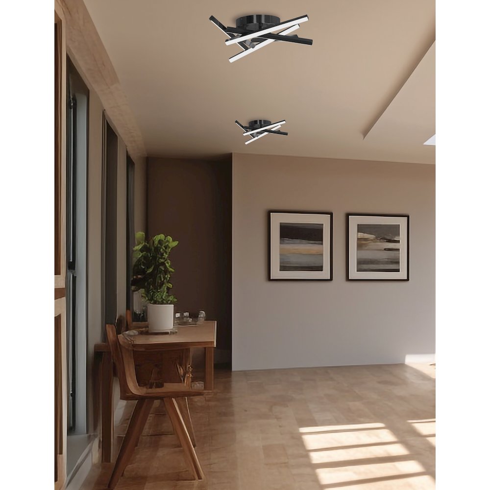 34W Flush Mount Matte Black with White Silicone Diffuser - Dainolite