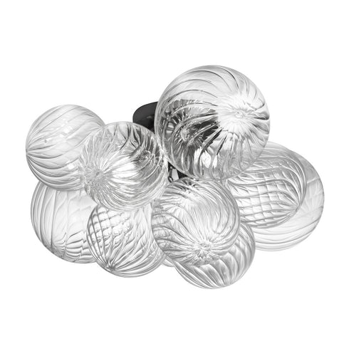 3 Light Halogen Flush Mount Matte Black with Clear Spiral Glass - Dainolite