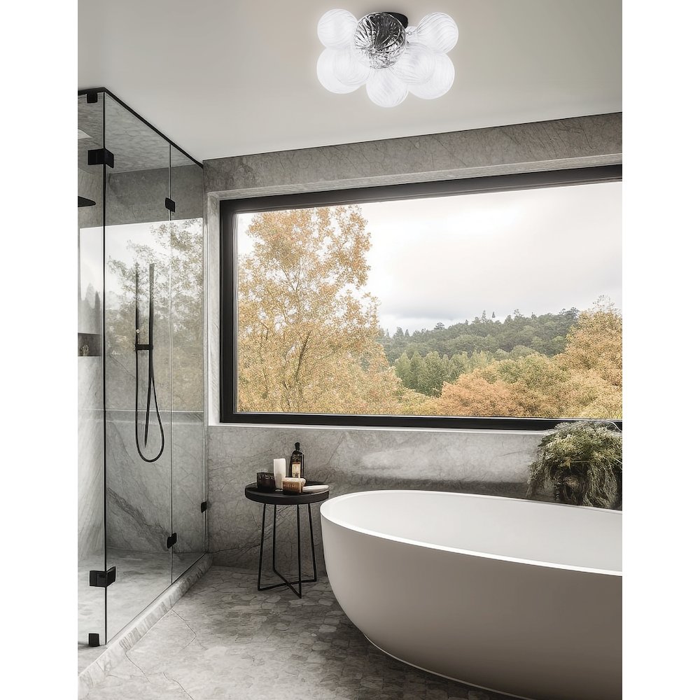 3 Light Halogen Flush Mount Matte Black with Clear Spiral Glass - Dainolite
