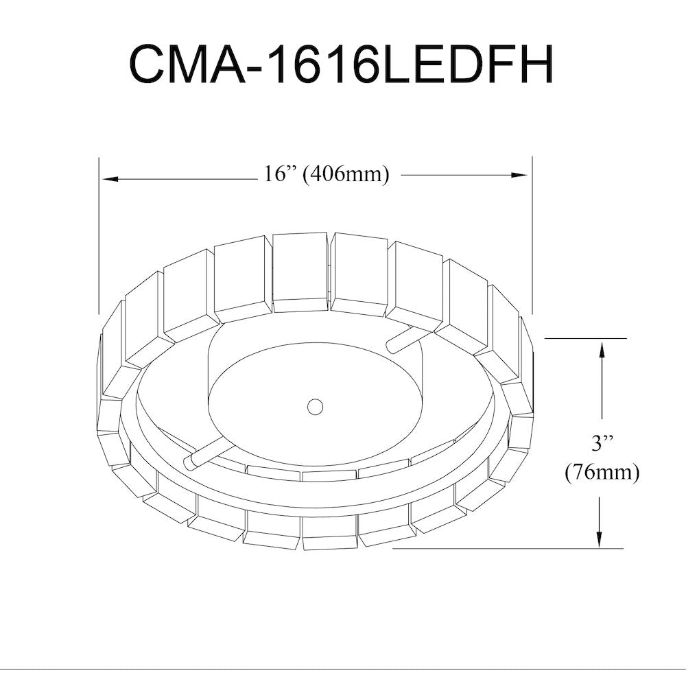 16W Flush Mount Aged Brass with Clear Acrylic - Dainolite