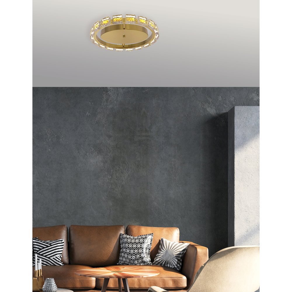 16W Flush Mount Aged Brass with Clear Acrylic - Dainolite