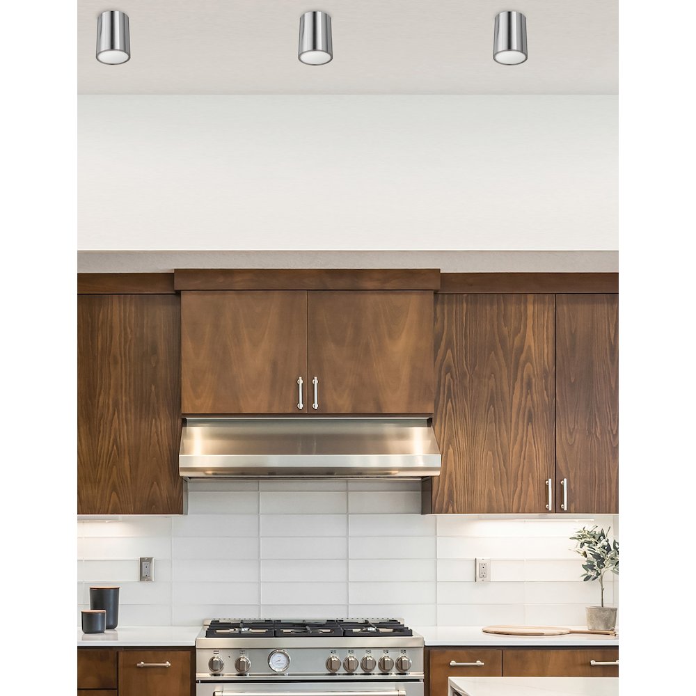 12W Flush Mount Polished Chrome with Frosted Acrylic Diffuser - Dainolite
