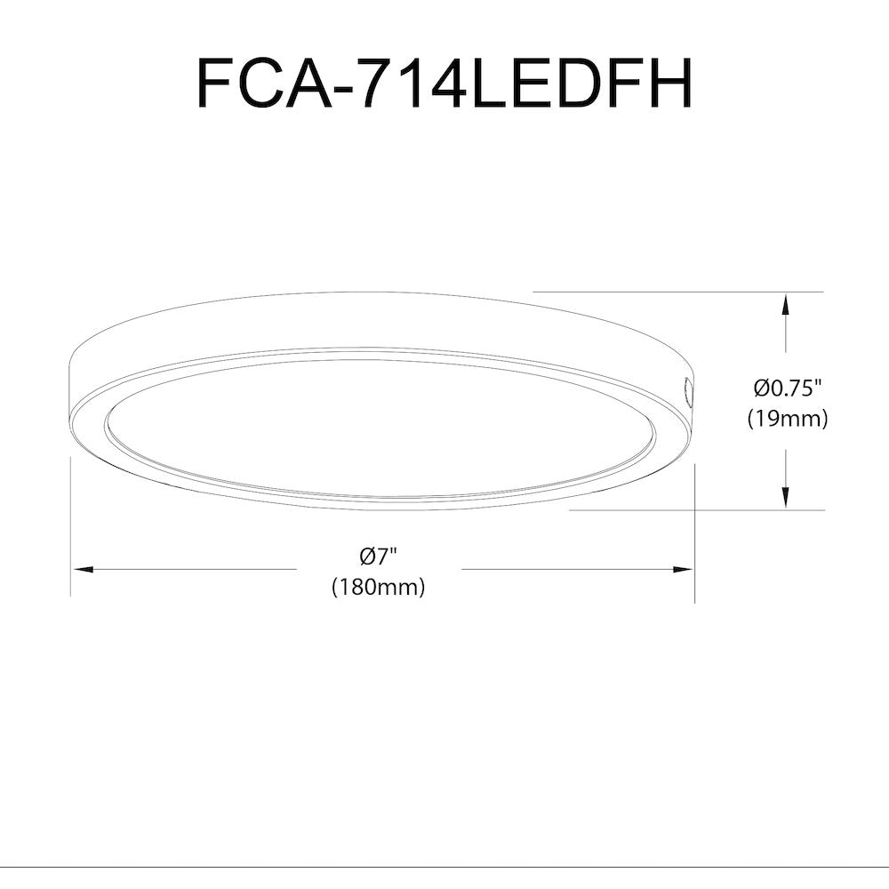 14W Matte Black Flush Mount - Dainolite